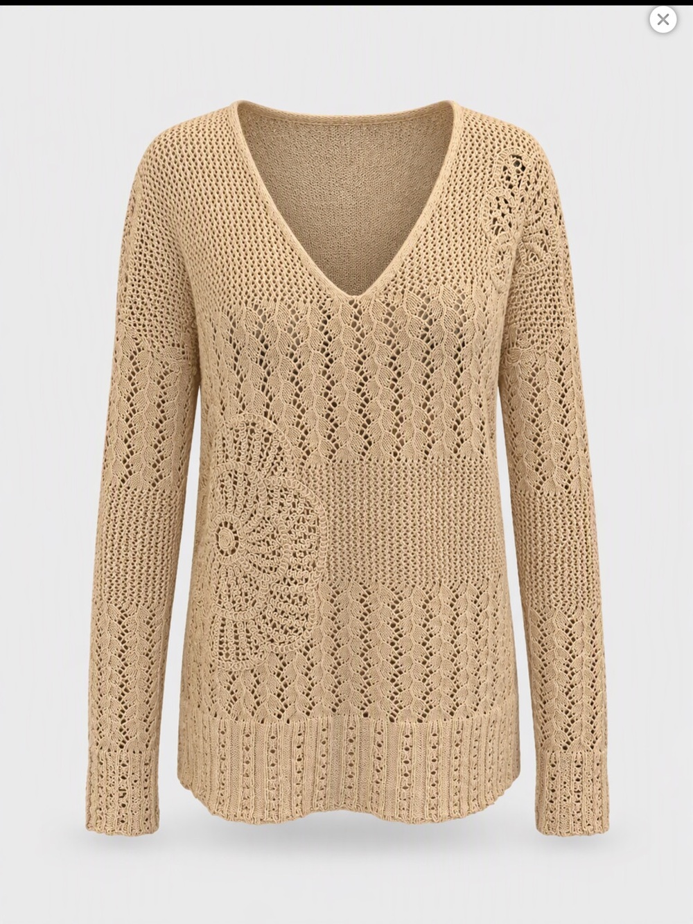 Johnny Was Beige The Openwork Pullover Top
